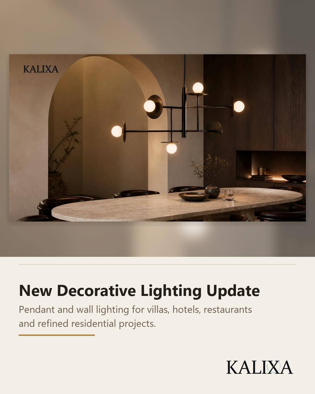 Kalixa lighting in a project hospitality interior