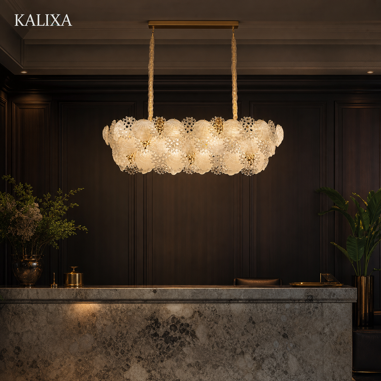 26327-L800 Floral Linear Chandelier