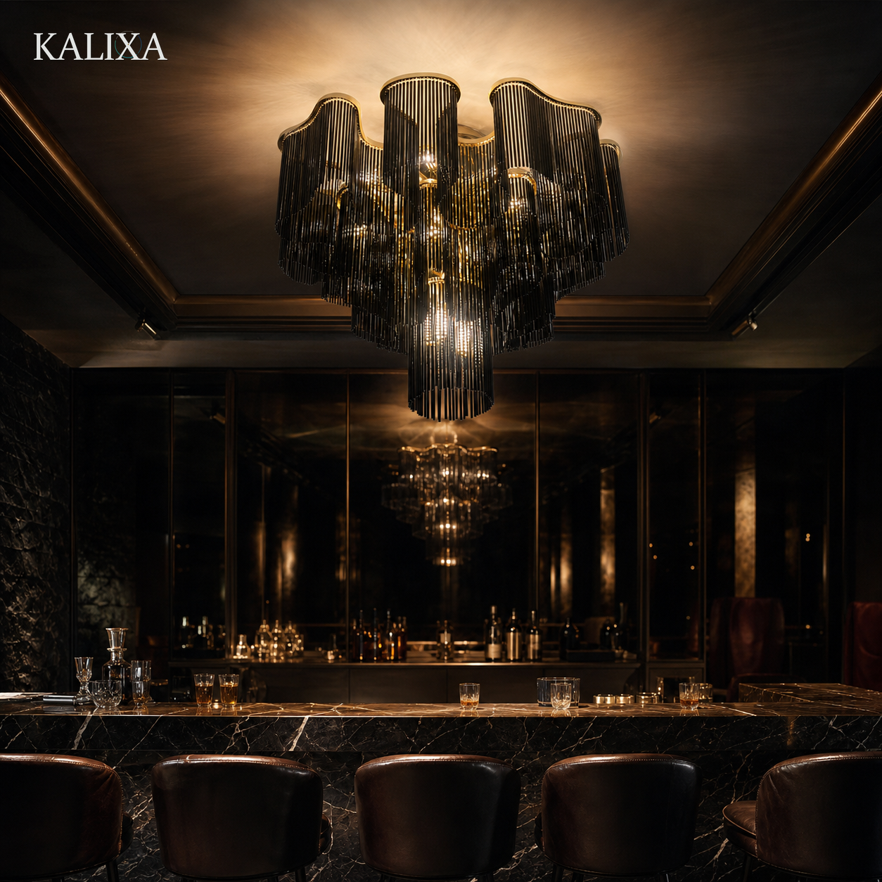 X25026-D600 Smoke Glass Chandelier